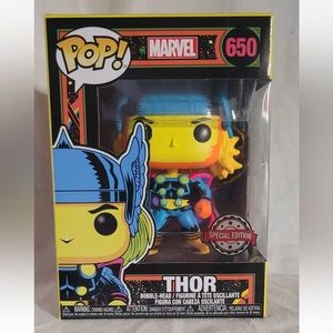 Funko POP! Marvel: Avengers Black Light Thor #650 Special Edition w/Protector!